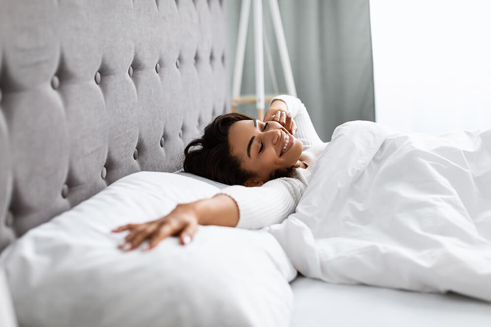 smiling sleeping woman