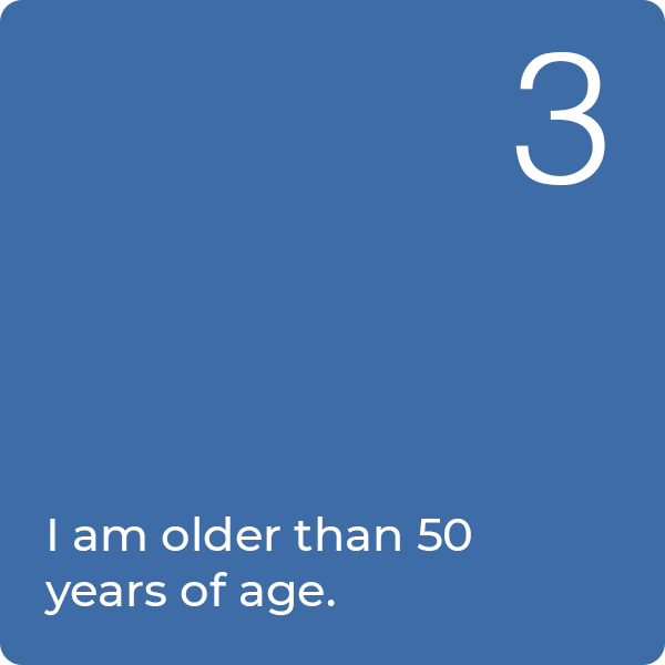 Q3: I am older than 50 years of age.